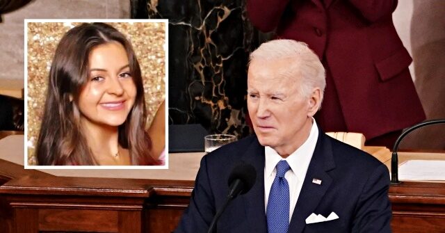 NextImg:Watch: Biden Mispronounces Laken Riley's Name at State of the Union