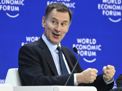 DAVOS, SWITZERLAND - JANUARY 18: UK Chancellor of the Exchequer Jeremy Hunt speaks during