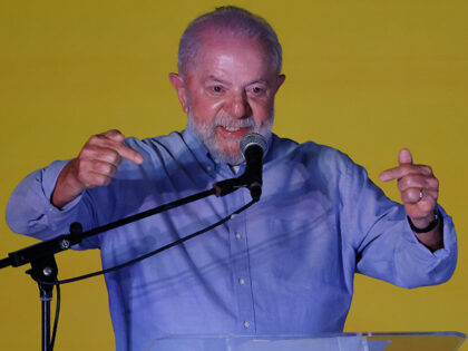 President of Brazil Luiz Inacio Lula Da Silva speaks to press during the launch event of P