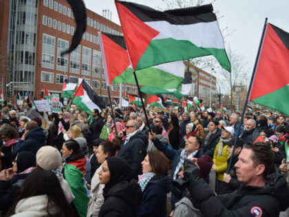 AMSTERDAM, NETHERLANDS - MARCH 10: People stage a pro-Palestinian demonstration during the