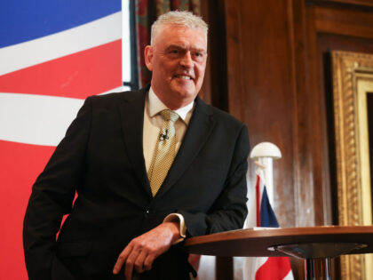 Lee Anderson, former Conservative member of parliament, during at a news conference, annou