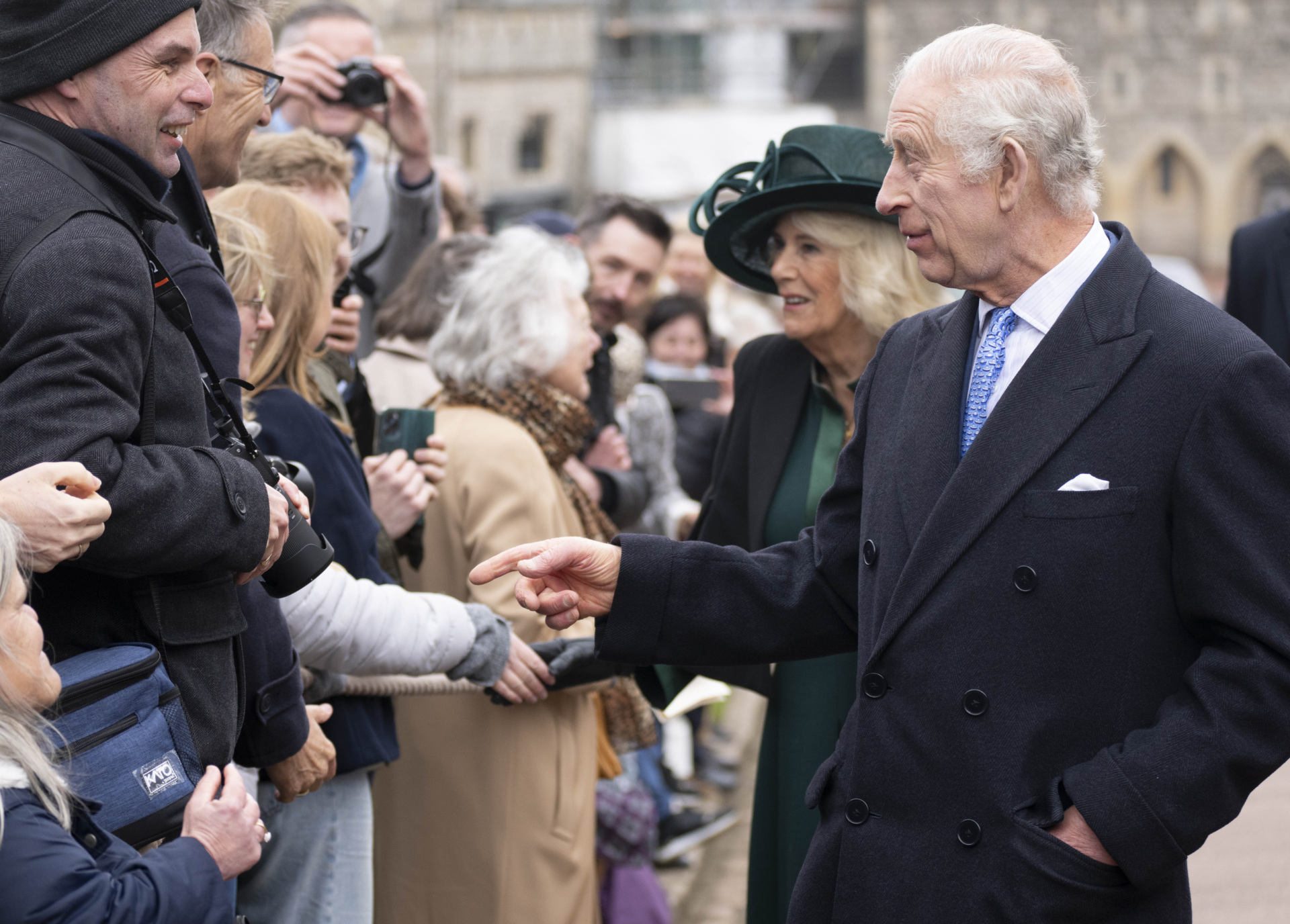 WINDSOR, ENGLAND - MARCH 31: King Charles III and Queen Camilla attend the Easter Mattins Service at St George's Chapel, Windsor Castle on March 31, 2024 in Windsor, England. (Photo by Mark Cuthbert/UK Press via Getty Images)