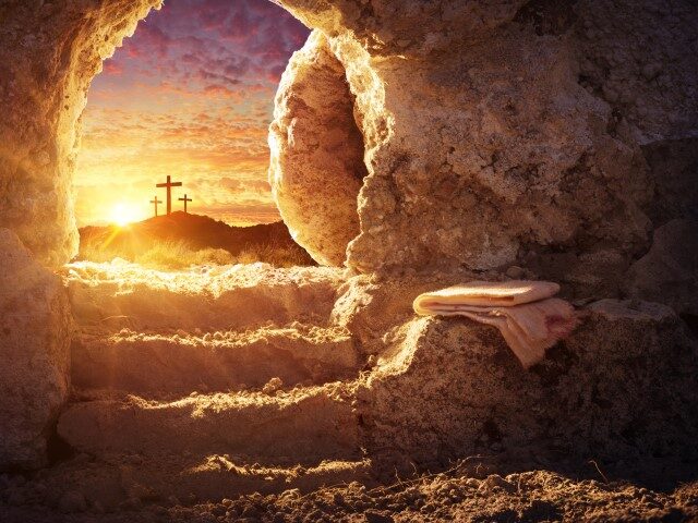 This artist's rendition shows Jesus' empty tomb after he rose from the dead. (R