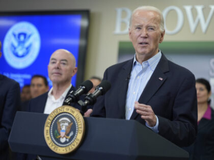 President Joe Biden delivers remarks during a visit to the southern border, Thursday, Feb.