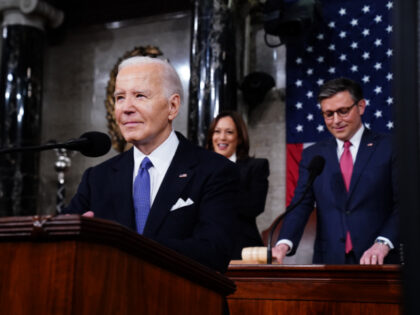 US President Joe Biden during a State of the Union address at the US Capitol in Washington