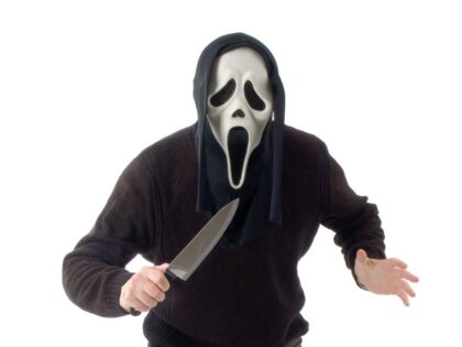 Man in Scream mask with knife