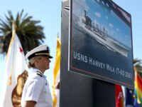 Pro-Palestinian Protesters Chain Selves to Gangway of USNS Harvey Milk in San Francisco