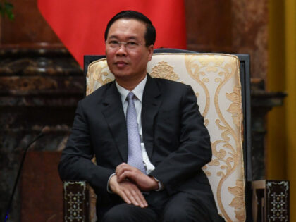 Vietnam's President Vo Van Thuong looks on during a meeting with Czech Republic's Prime Mi