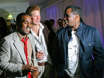 Prince William (L), US rapper Kanye West (2nd L), Prince Harry (2nd R) and US rapper P Did