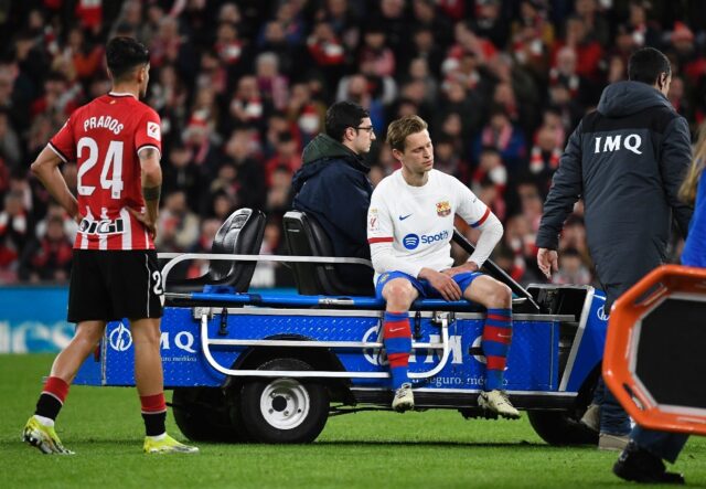 Barcelona midfielder Frenkie De Jong sprained an ankle against Athletic Bilbao