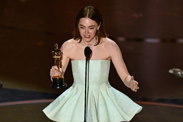 Emma Stone was emotional as she accepted the best actress Oscar for 'Poor Things' -- it is