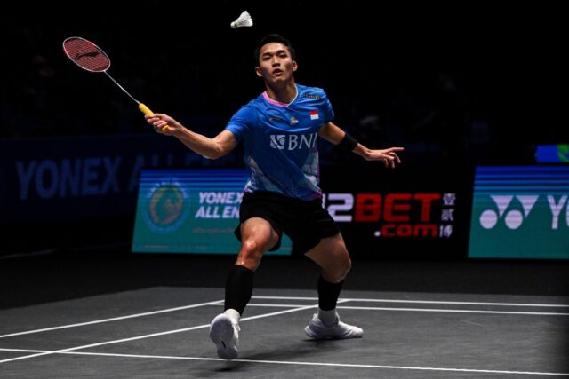 Eyes on the prize: Indonesia's Jonatan Christie in action during his All England Open badm