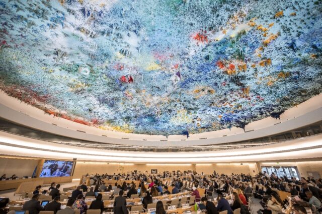 The Human Rights Council sits at the UN's Palais des Nations headquarters in Geneva