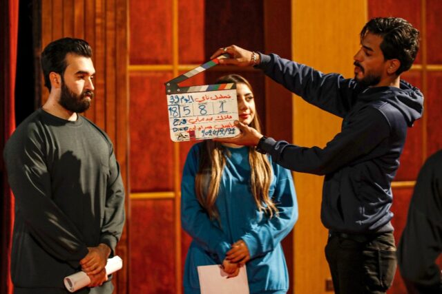 Iraqi actors film scenes for a television series to be broadcast during the Muslim holy mo