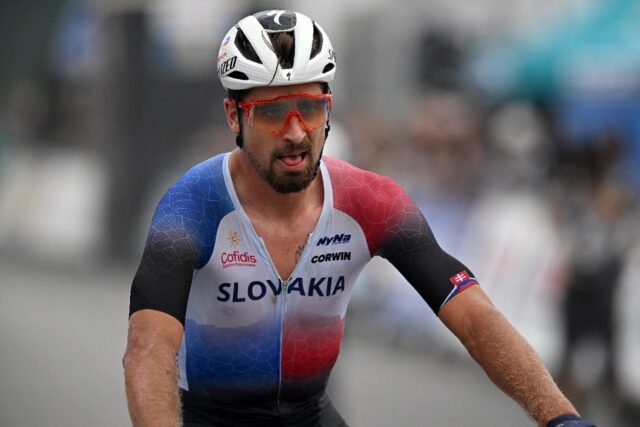 Slovakia's Peter Sagan at the Glasgow worlds mountain bike cross-country race