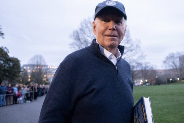 US President Joe Biden speaks to the press before he departs the White House in Washington