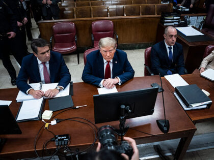 Former President Donald Trump arrives at Manhattan criminal court with his legal team ahea