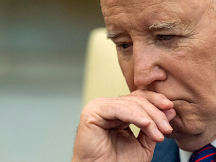President Joe Biden listens as he meets with Iraq's Prime Minister Shia al-Sudani in