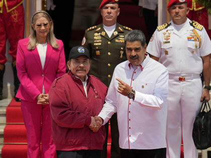 Venezuelan President Nicolas Maduro, right, and Nicaragua's President Daniel Ortega s