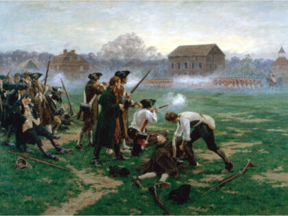 The Battle of Lexington depicted in a 1910 portrait by William Barnes Wollen