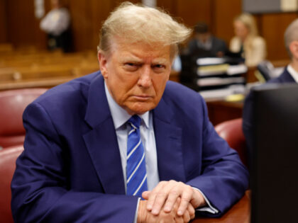 NEW YORK, NEW YORK - APRIL 16: Former President Donald Trump sits in the courtroom during