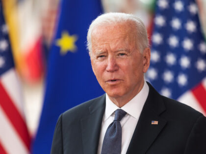U.S. President Joe Biden arrives for a European Union (EU) leaders summit in Brussels, Bel