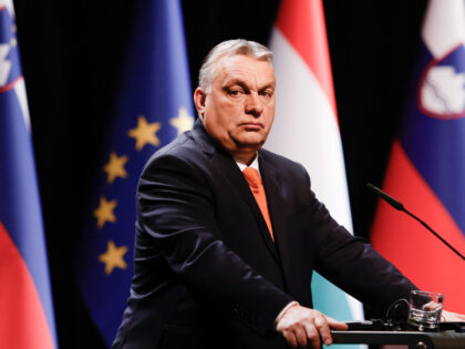 LJUBLJANA, LENDAVA, SLOVENIA - 2022/02/21: Hungarian Prime Minister Viktor Orban attends a