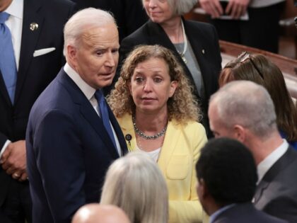 Hamas - WASHINGTON, DC - MARCH 01: U.S. President Joe Biden talks to Rep. Debbie Wasserman