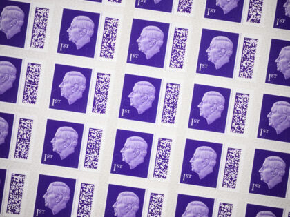 LONDON, ENGLAND - FEBRUARY 08: A sheet of the new first class stamps featuring a likeness
