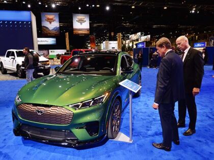 Ford shows off the new model 2024 Ford Mustang Mach-E GT during the Chicago Auto Show at M