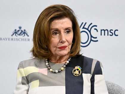 Former US Speaker of the House Nancy Pelosi attends a panel discussion at the 60th Munich