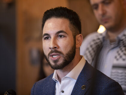 Abdullah Hammoud, Mayor of Dearborn speaks during a press conference held by Listen to Mic