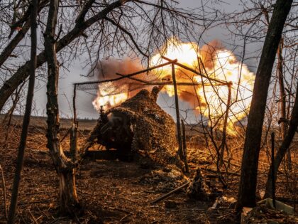 ADIIVKA, DONETSK OBLAST, UKRAINE - MARCH 13: Ukrainian soldiers at the artillery position