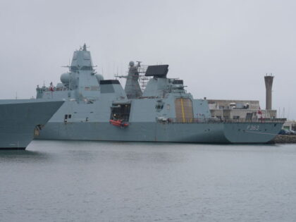 The frigate HDMS Niels Juel (F363) of the Royal Danish Navy is docked at the Naval Base in