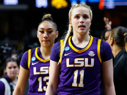 Hailey Van Lith #11 of the LSU Tigers reacts after losing to the Iowa Hawkeyes 94-87 in th