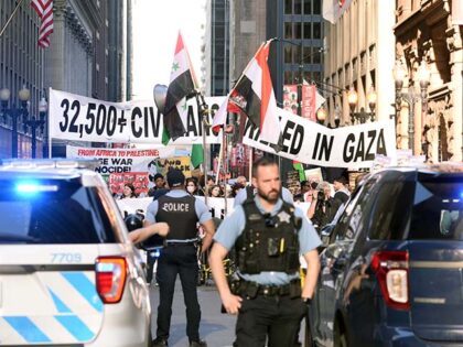 Chicago police intervene and take pro-Palestinian demonstrators into custody during the pr