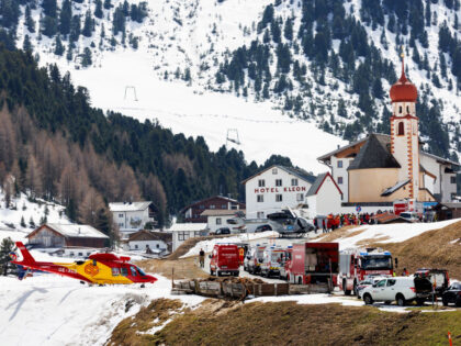 SOELDEN, AUSTRIA - APRIL 11: Rescue teams prepare for an avalanche operation in the villag