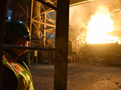 A furnace heats steel at the TMK Ipsco Koppel plant in Koppel, Pennsylvania on March 9, 20