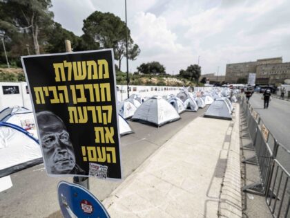 JERUSALEM - APRIL 02: Israeli citizens set up hundreds of tents in front of Knesset (Israe