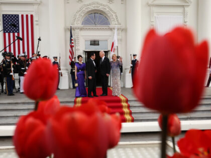 APRIL 10: U.S. President Joe Biden and first lady Jill Biden welcome Japanese Prime Minist