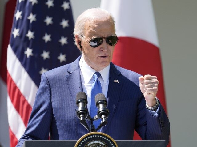 President Joe Biden speaks during a news conference with Japanese Prime Minister Fumio Kis