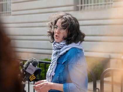 NEW YORK, NEW YORK - APRIL 30: A student leader for the pro-Palestinian cause, who wished