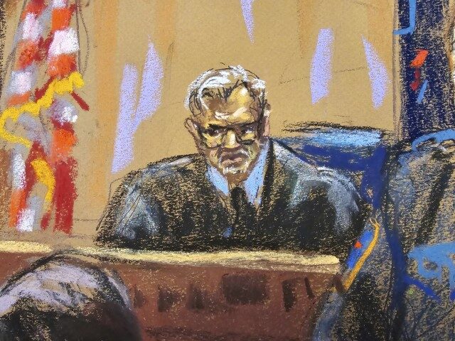 In this courtroom sketch, Judge Juan M. Merchan presides over former U.S. President Donald