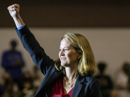 Kris Mayes speaks at a Democratic rally in Phoenix, Wednesday, Nov. 2, 2022. On Tuesday, M