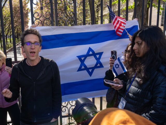 NEW YORK, NEW YORK - APRIL 22: Assistant Professor Shai Davidai holds a pro-Israeili rally