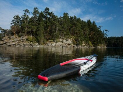 Standup paddle boarding at Ruxton Island in the Gulf Islands of British Columbia, Canada