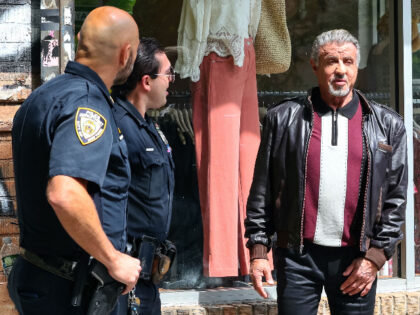 NEW YORK, NY - MAY 18: Sylvester Stallone is seen on the film set of the 'Tulsa King&