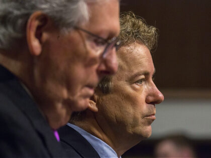 FILE - Senate Majority Leader Mitch McConnell, of Ky., left, and Sen. Rand Paul, R-Ky., ap