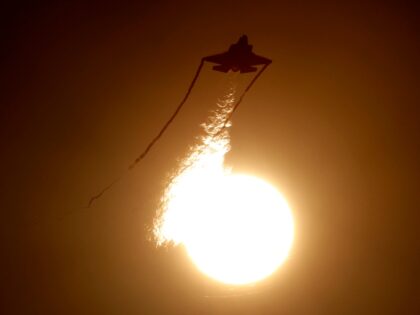 TOPSHOT - An Israeli Air Force F-35 Lightning II fighter jet performs during a graduation