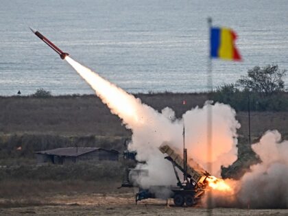 A Patriot rocket launcher of the Romanian army fires a PAC-2 ATM missile during an army dr